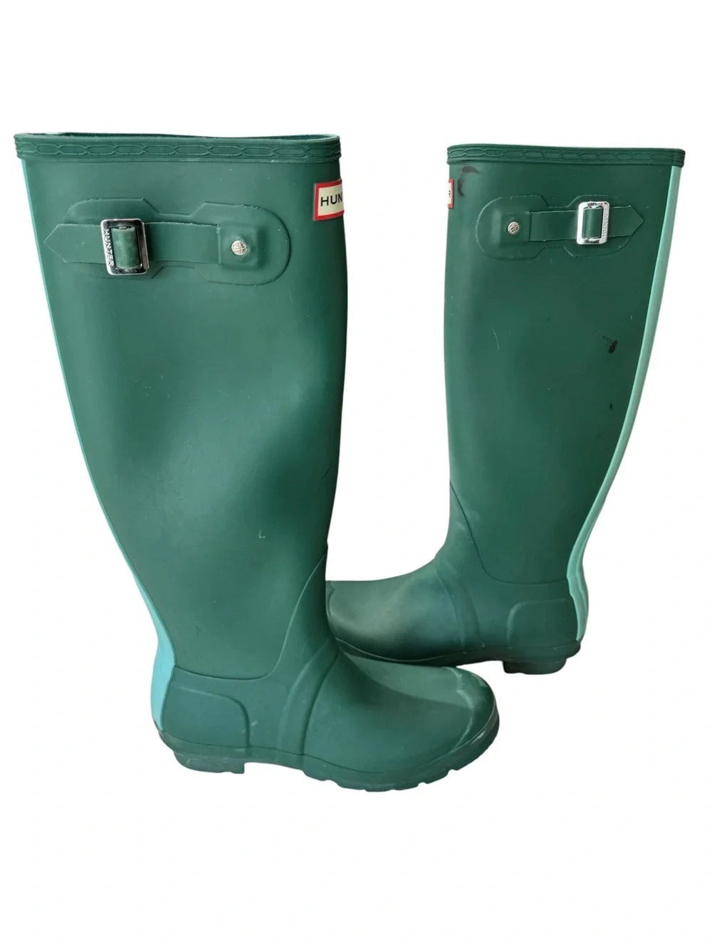 Hunter Original Tall Matte Green Wellington Rubber Rain Boots Size 8 - Picture 5 of 12